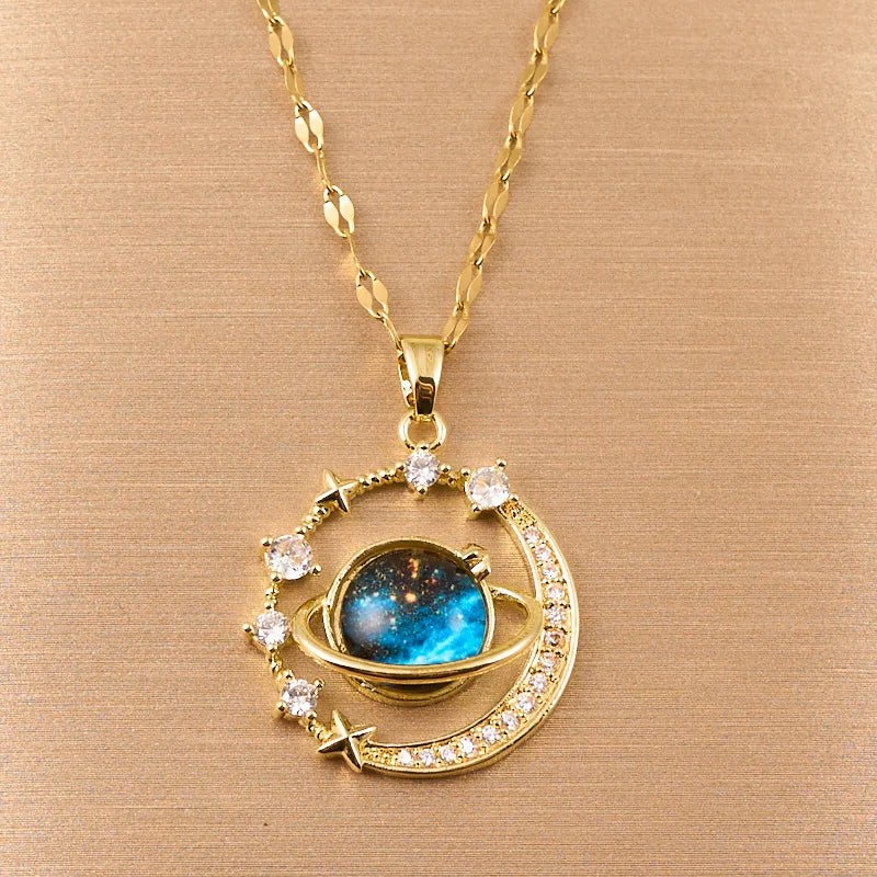 Exquisite Starry Sky Planet Light Necklace