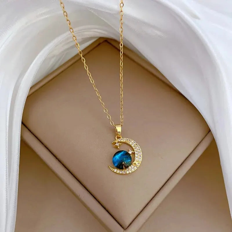 Y2K Starry Sky Necklace – Luxurious Star & Moon