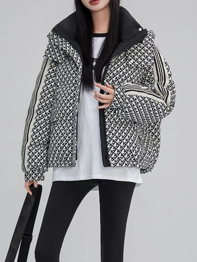 Thickened Houndstooth Down Jacket Korean Style