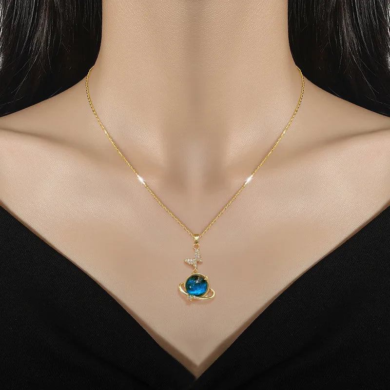 Y2K Starry Sky Necklace – Luxurious Star & Moon