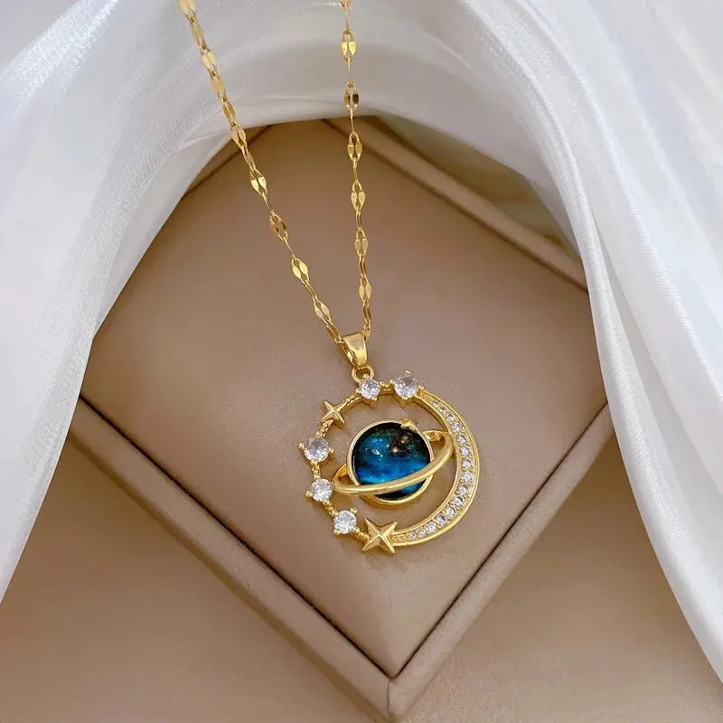 Y2K Starry Sky Necklace – Luxurious Star & Moon