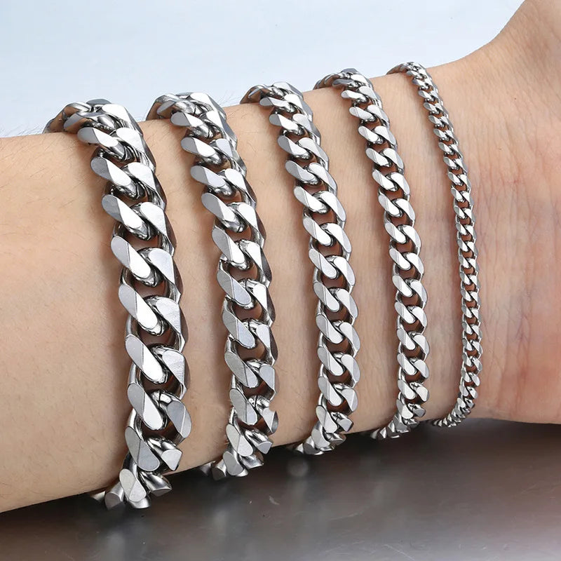 Trendy Cuban Chain Bracelet – Classic Stainless Steel