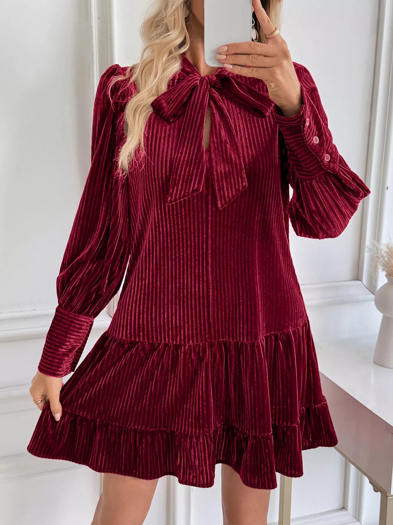Velvet Tie Mini Dress