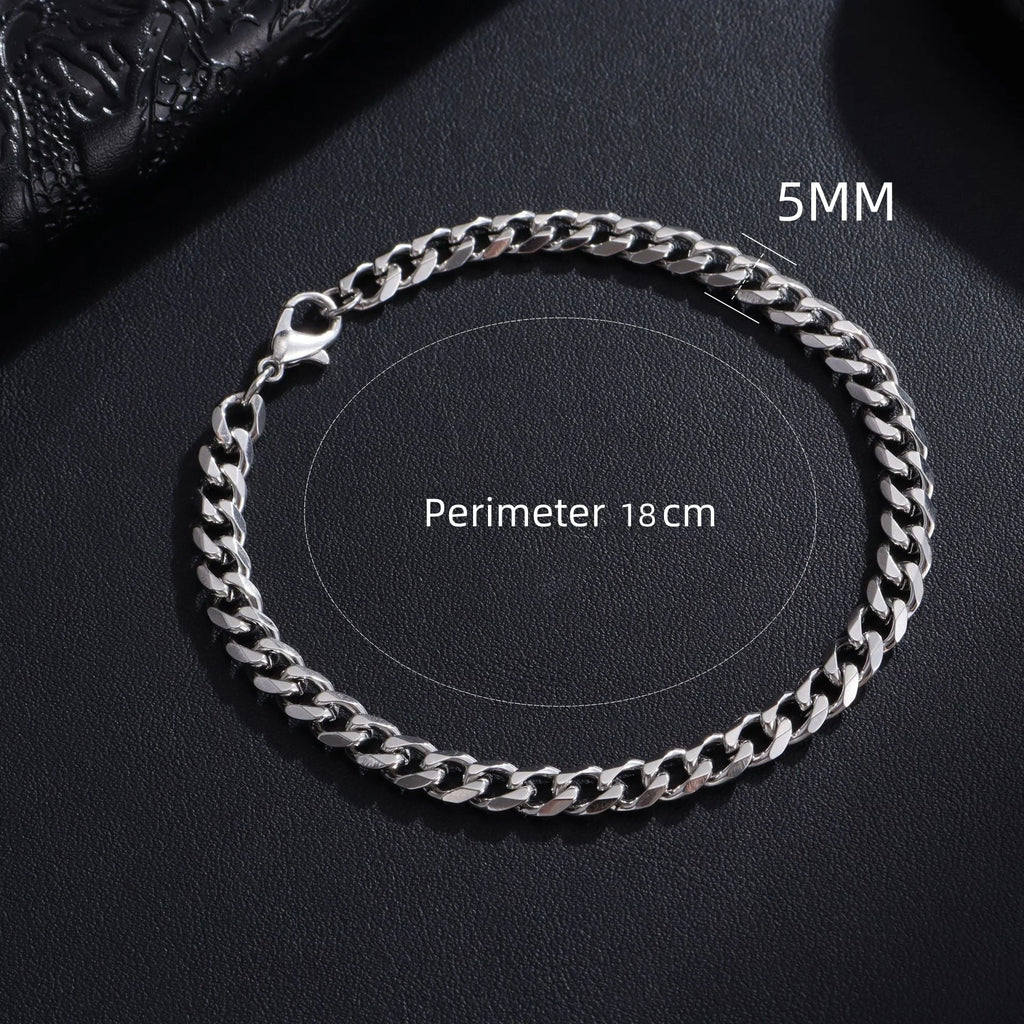 New Trendy Chain Men Bracelet Classic Stainless Steel 3/5/7/9mm Width Chain Bracelet For Men Women Jewelry Gift