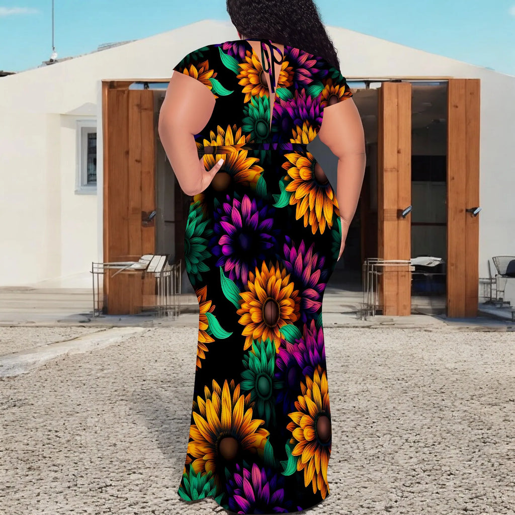 Plus Size Floral Print Maxi Dress