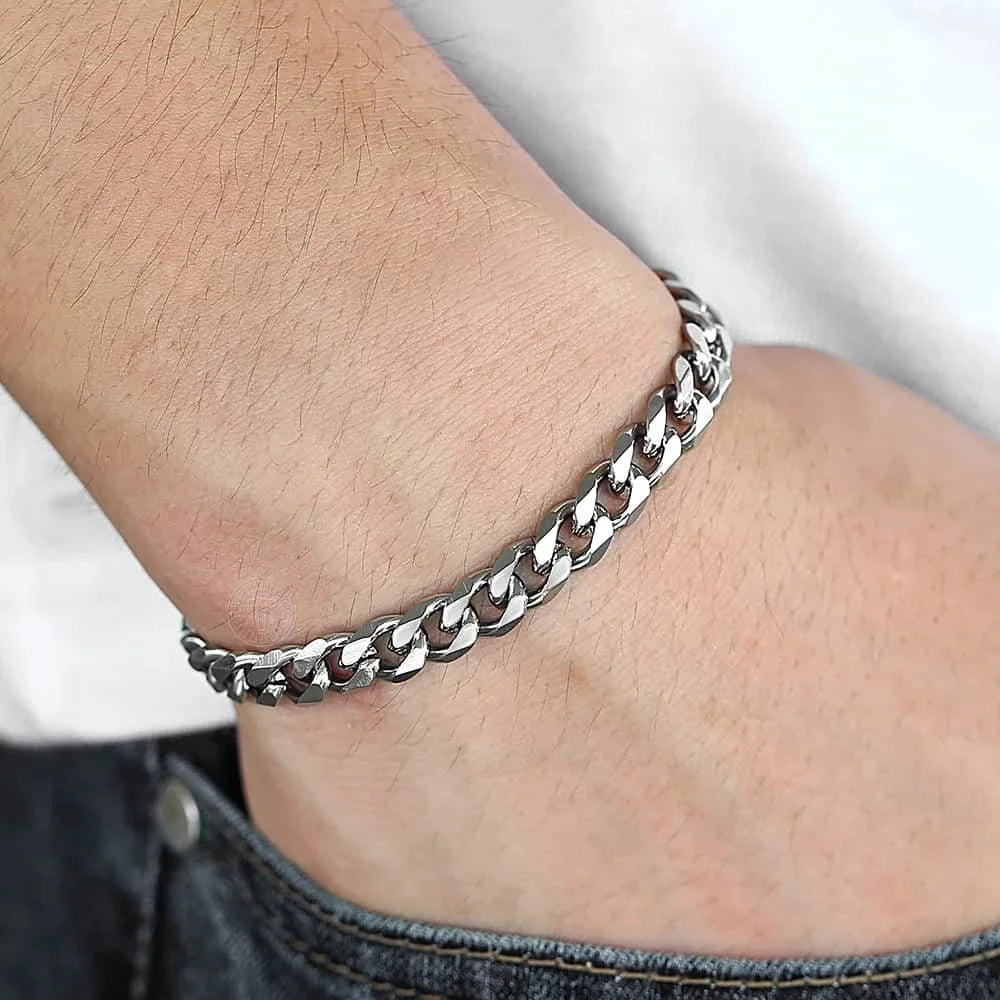 Trendy Cuban Chain Bracelet – Classic Stainless Steel