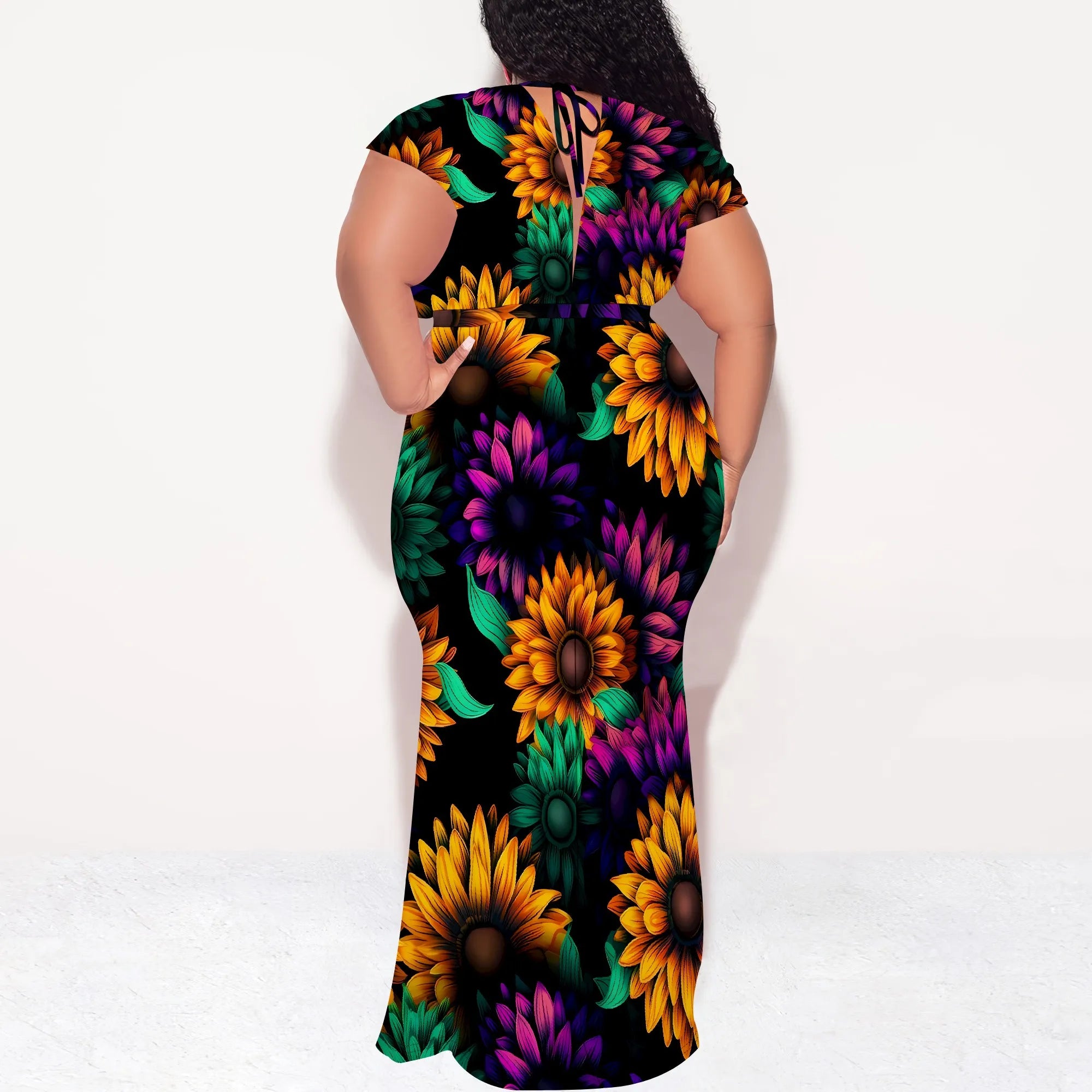 Plus Size Floral Print Maxi Dress