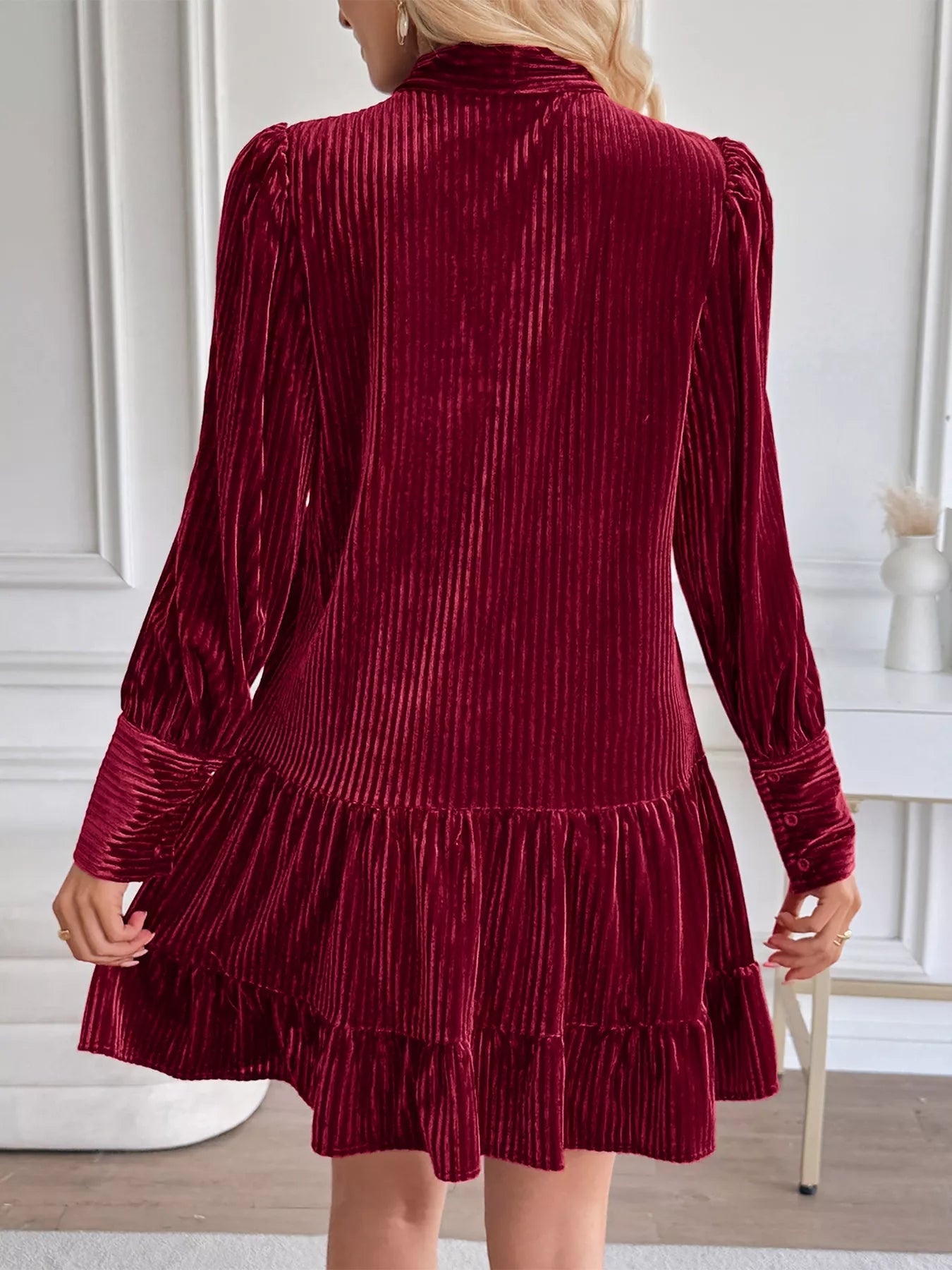 Velvet Tie Mini Dress