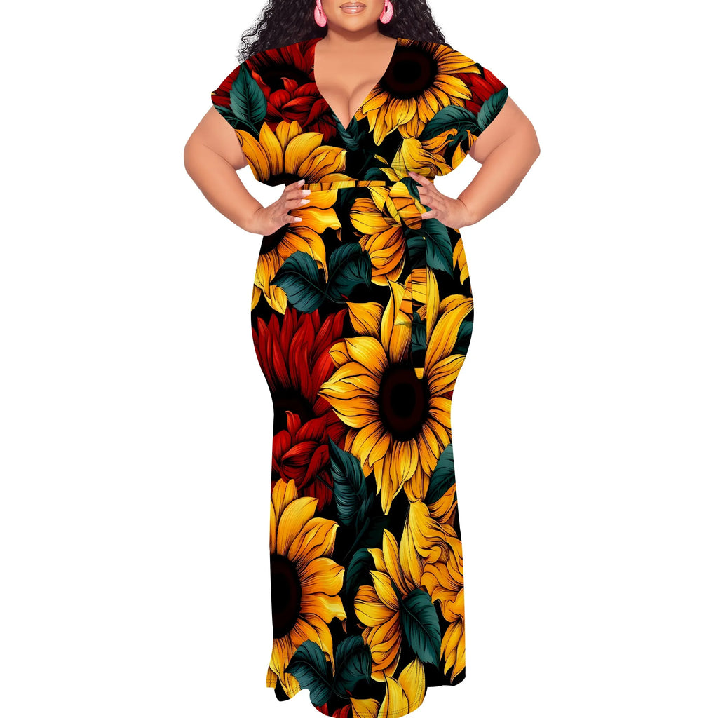 Plus Size Floral Print Maxi Dress