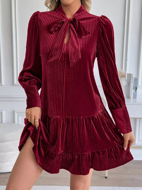 Velvet Tie Mini Dress