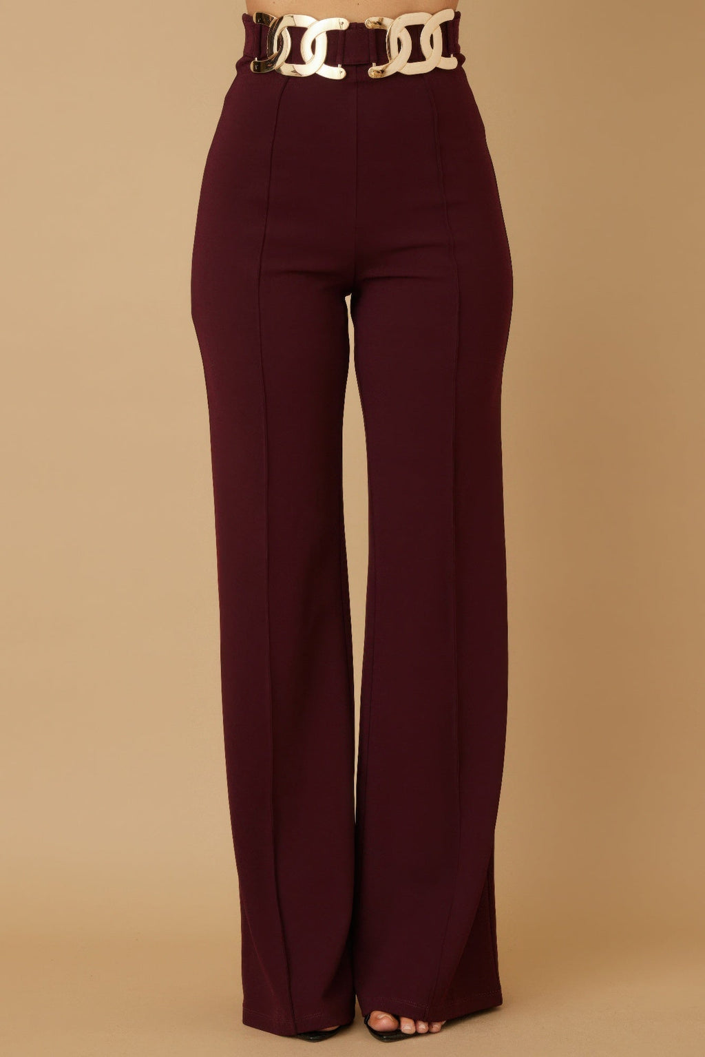 High Waist Pants Bordeaux
