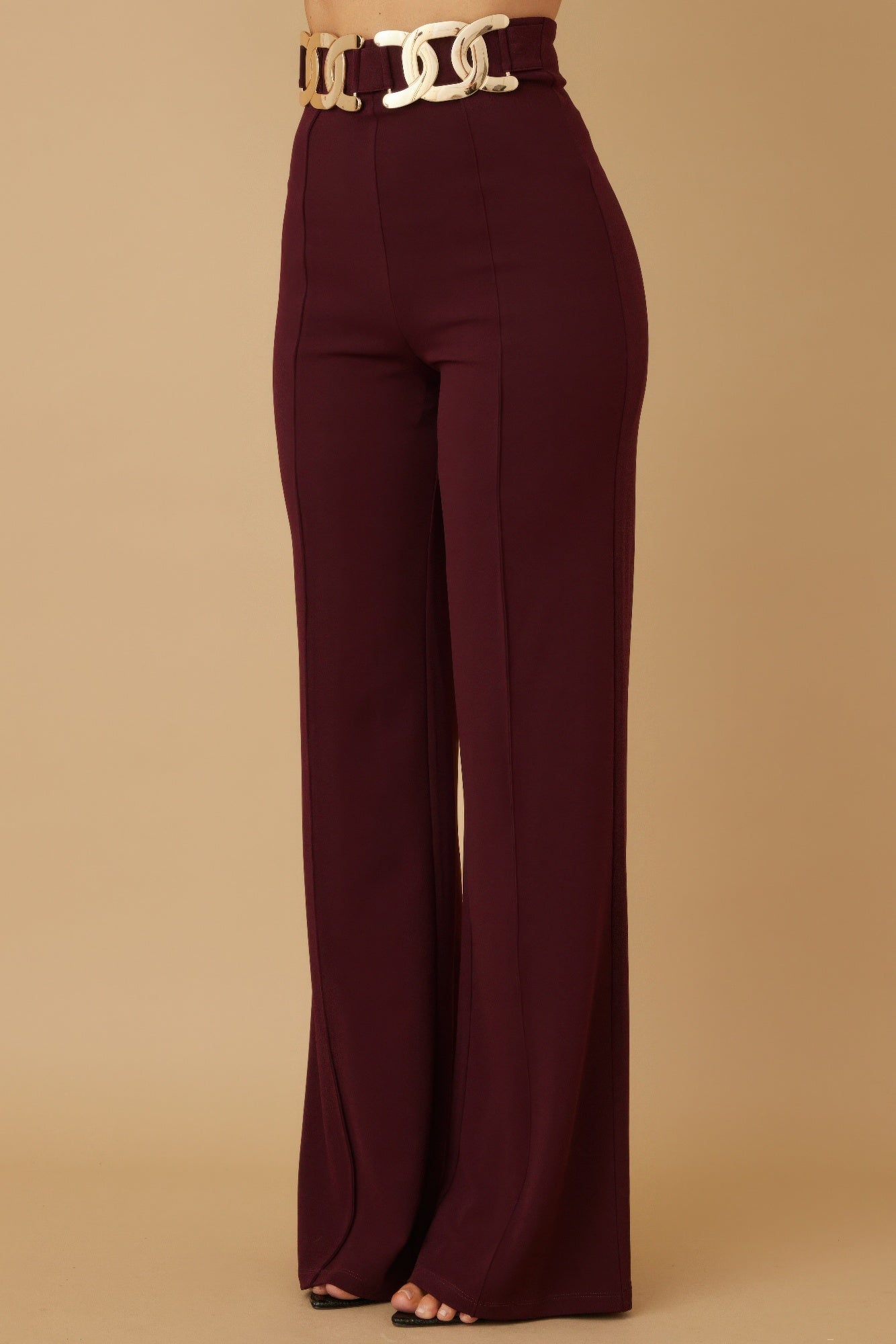 High Waist Pants Bordeaux