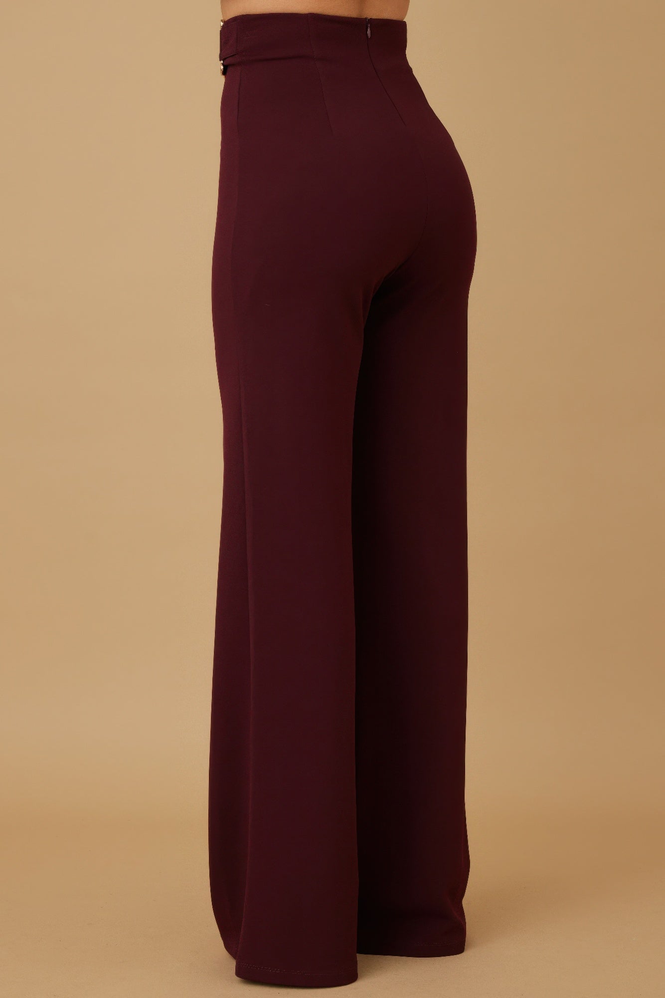 High Waist Pants Bordeaux