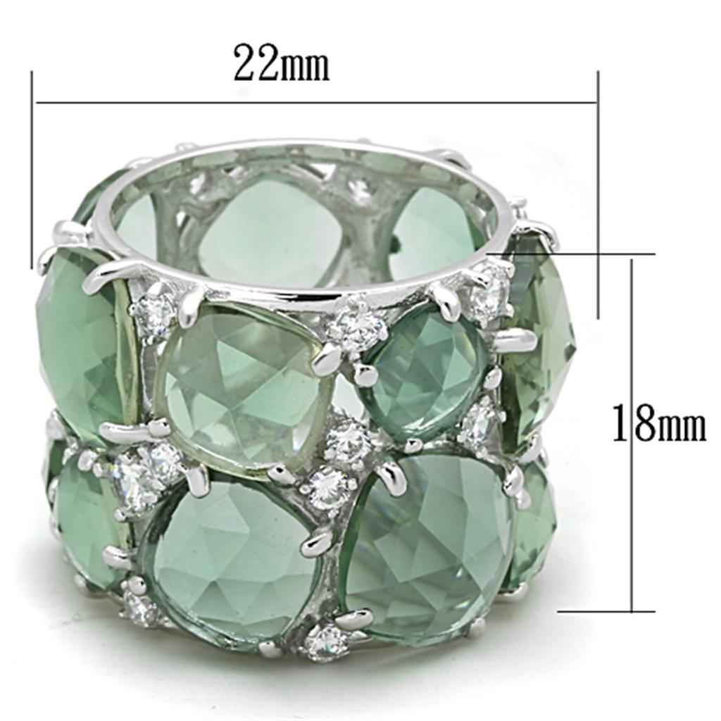 Rhodium 925 Sterling Silver Ring with Synthetic