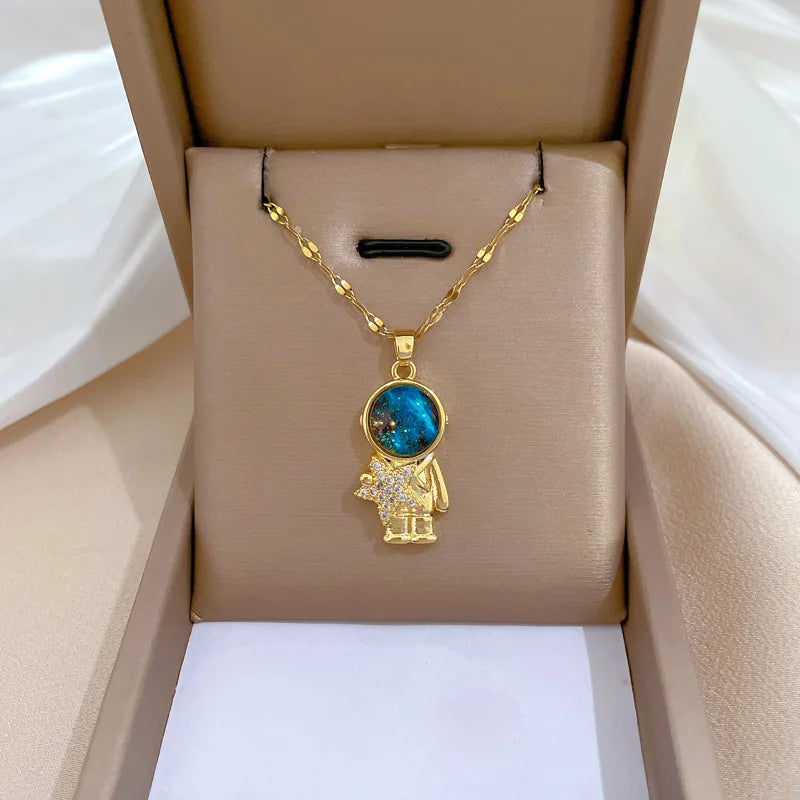 Exquisite Starry Sky Planet Light Necklace