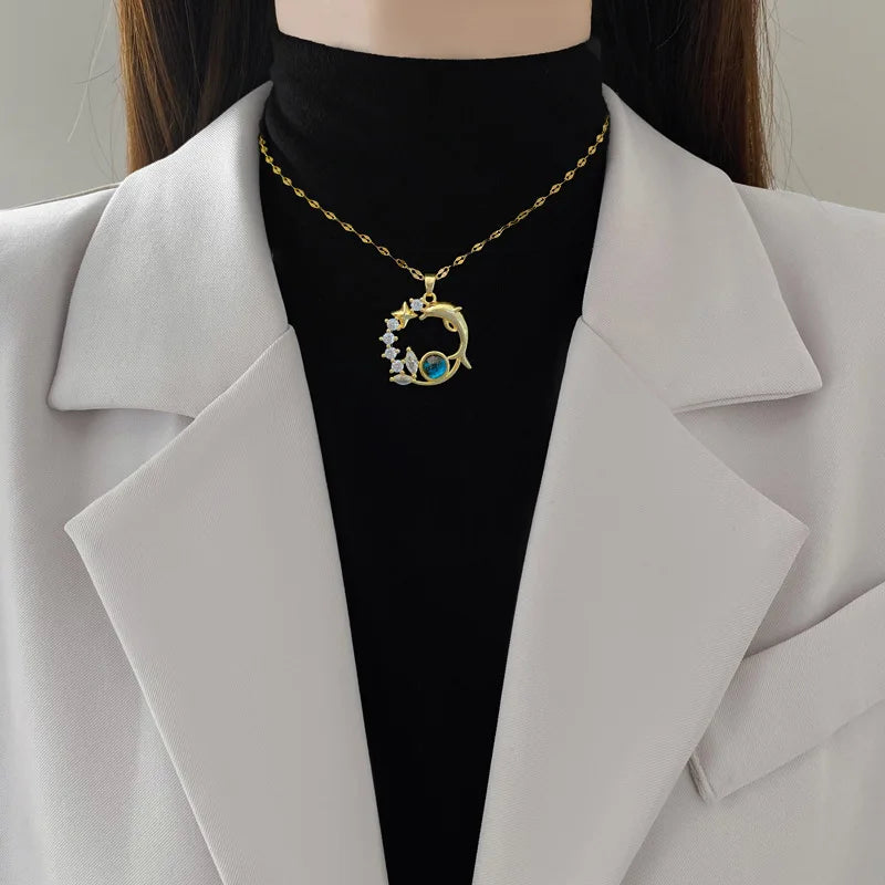 Y2K Starry Sky Necklace – Luxurious Star & Moon