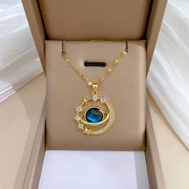 Exquisite Starry Sky Planet Light Necklace