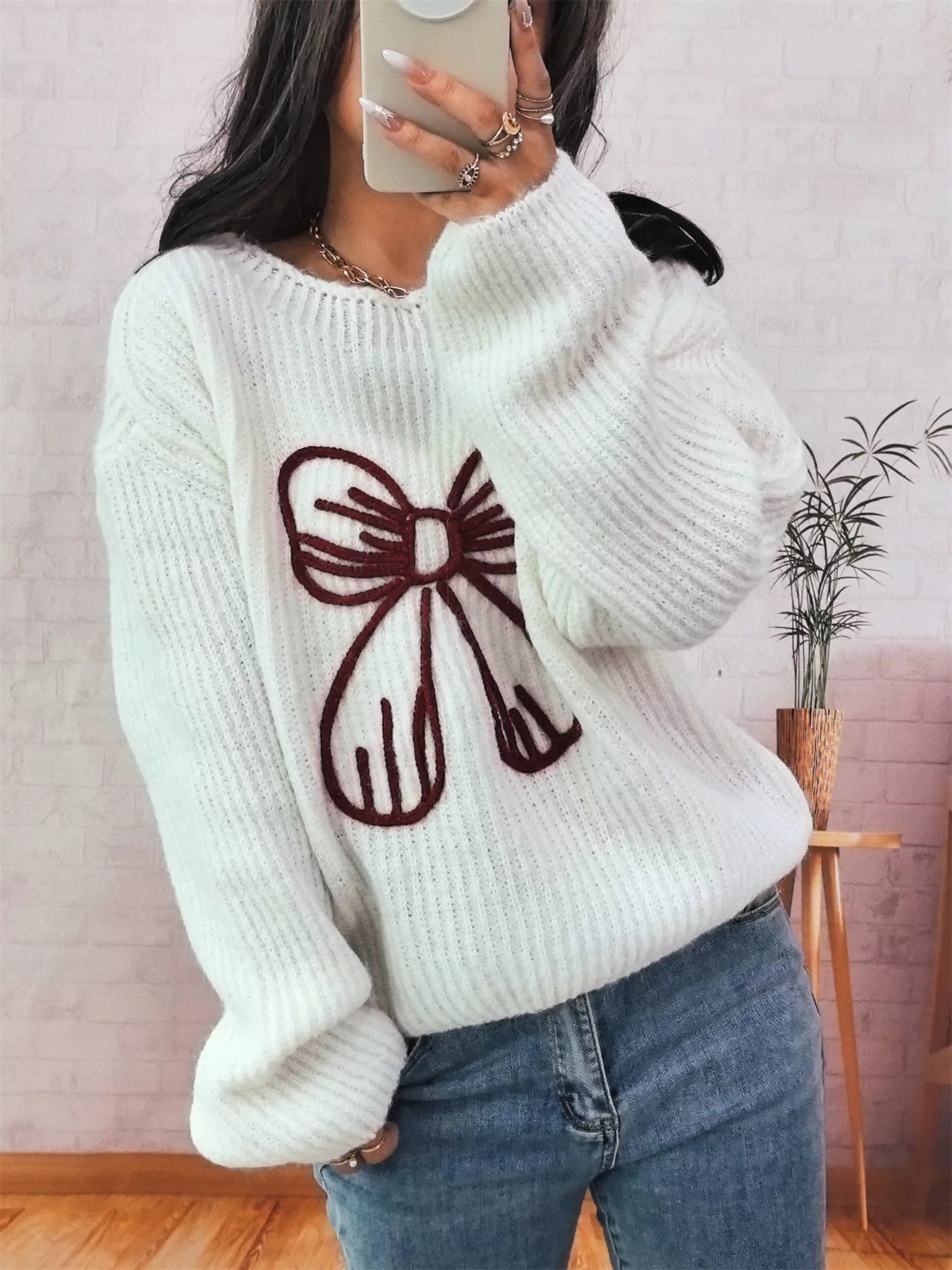 Bow Round Neck Sweater