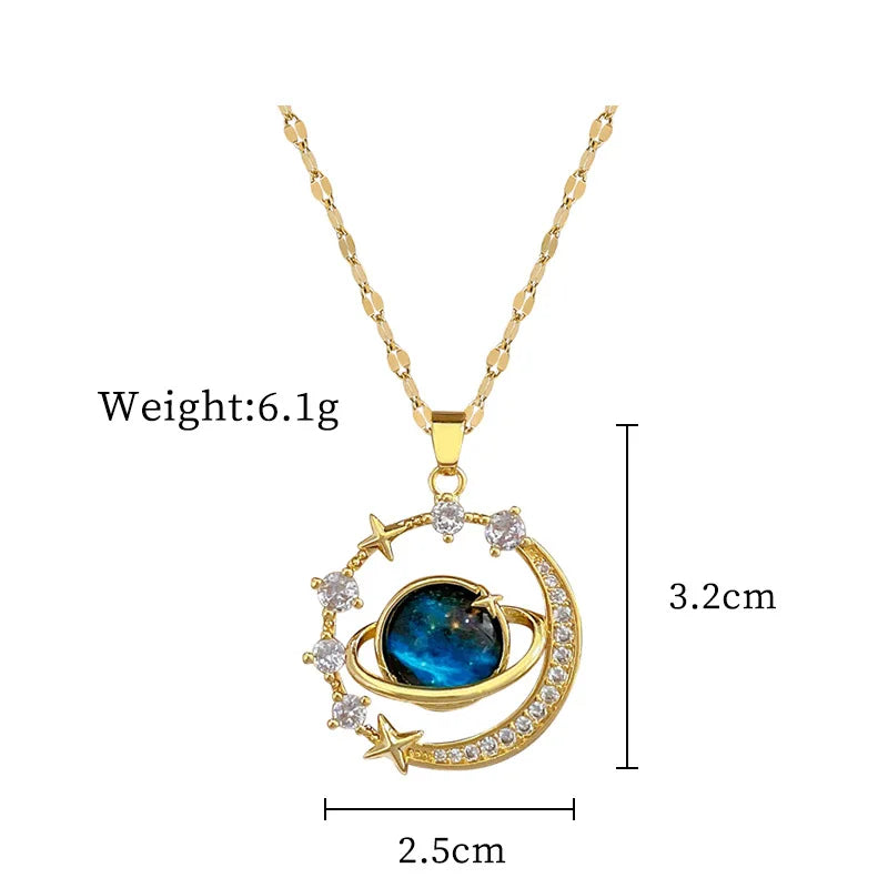 Y2K Starry Sky Necklace – Luxurious Star & Moon