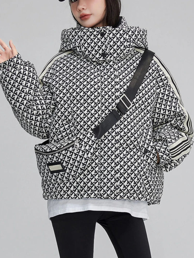 Thickened Houndstooth Down Jacket Korean Style