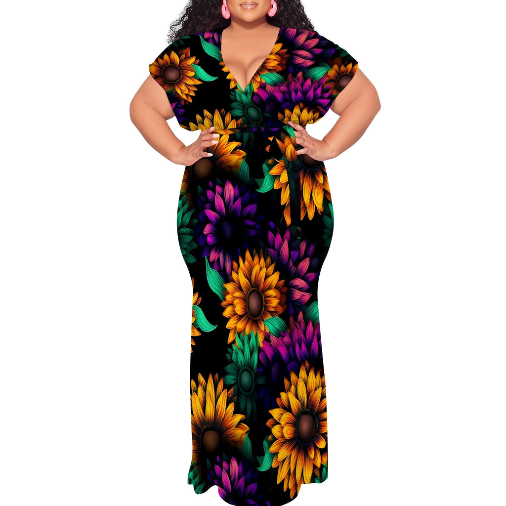 Plus Size Floral Print Maxi Dress