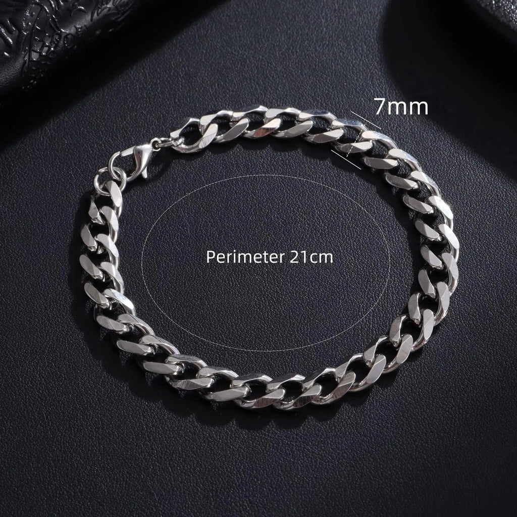 New Trendy Chain Men Bracelet Classic Stainless Steel 3/5/7/9mm Width Chain Bracelet For Men Women Jewelry Gift