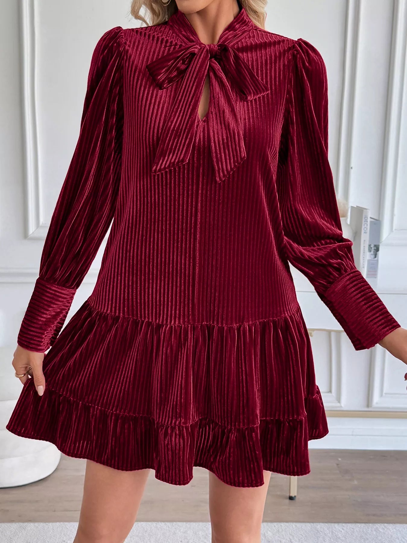 Velvet Tie Mini Dress