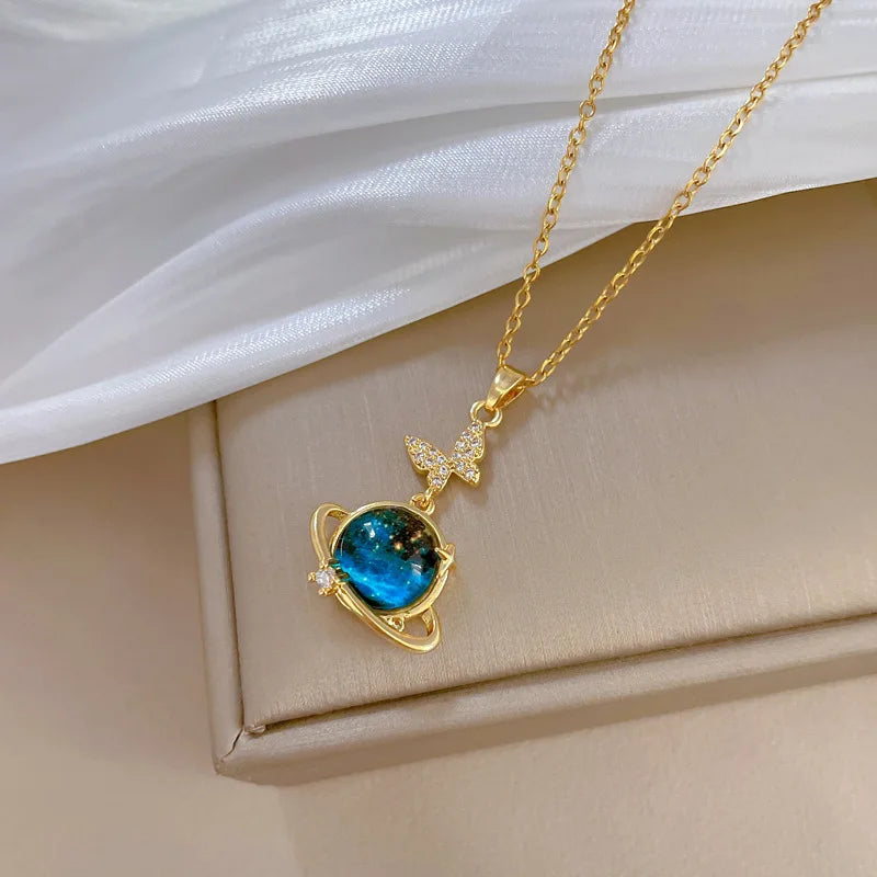 Y2K Starry Sky Necklace – Luxurious Star & Moon
