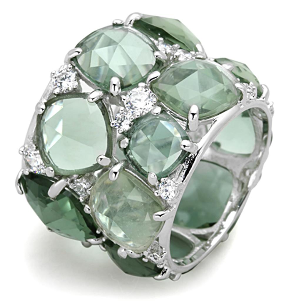 Rhodium 925 Sterling Silver Ring with Synthetic